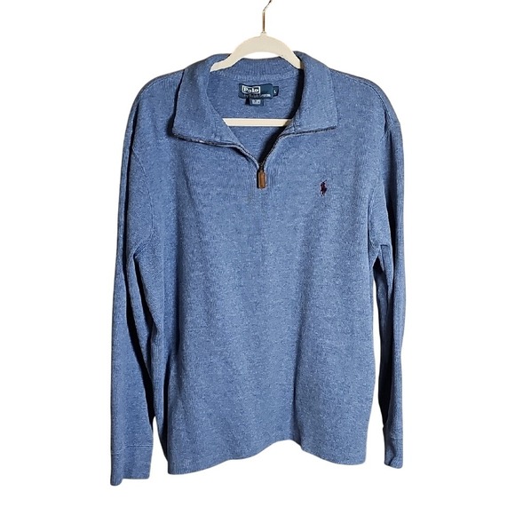 Ralph Lauren Other - Polo Ralph Lauren 100% Cotton Light Blue Quarter-Zip Long Sleeve Sweater Horse
